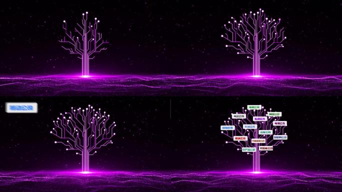 【无插件】4K紫色企业科技树生长开场视频