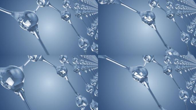4K 蓝色分子结构矩阵动画  1