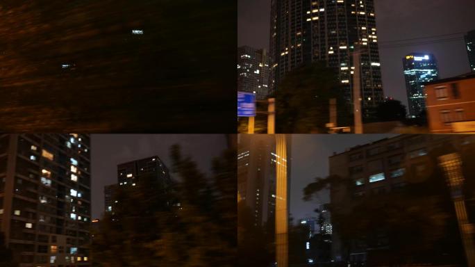 北京国贸城市夜景车窗外高楼北漂