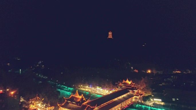 都江堰南桥夜景航拍