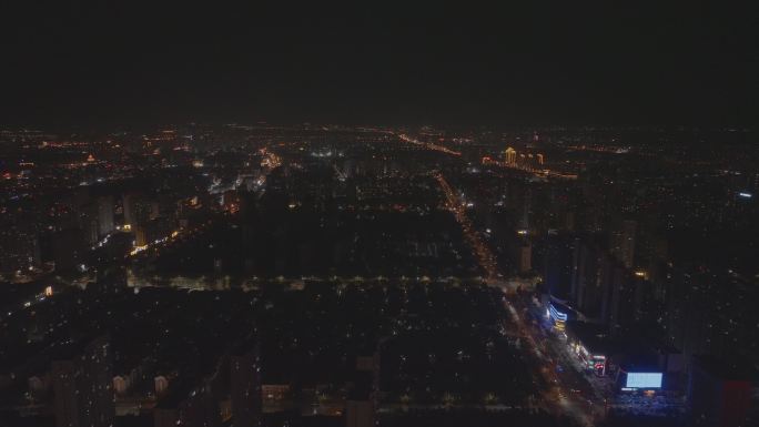 航拍城市夜景 灰片4k