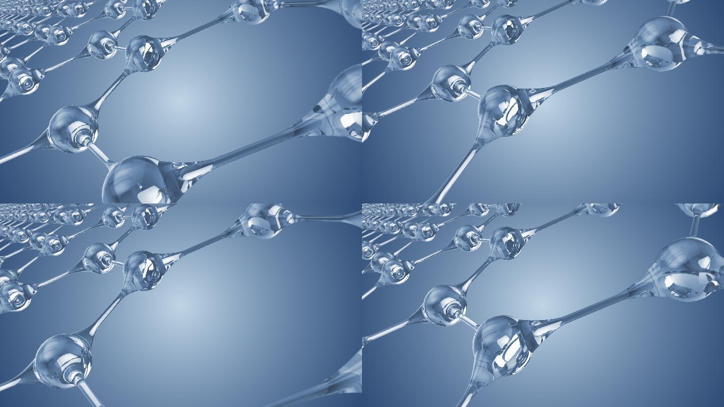 4K 蓝色分子结构矩阵动画  5