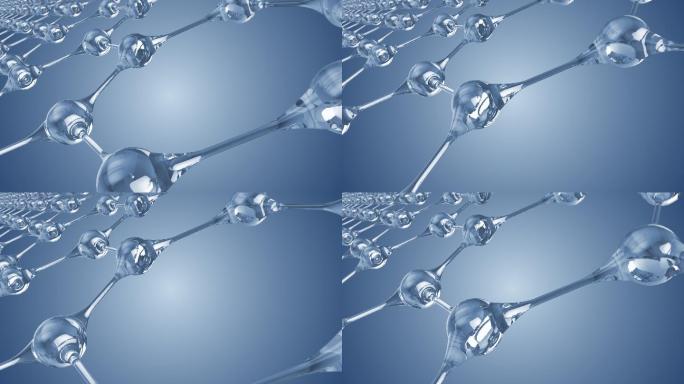 4K 蓝色分子结构矩阵动画  5
