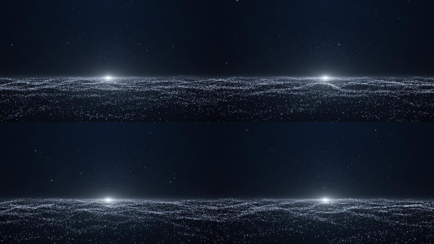 4k蓝色互联网片头海洋粒子唯美波浪背景