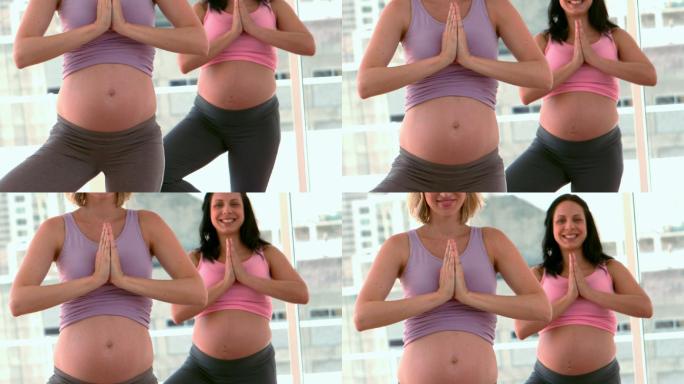 两个西方孕妇做瑜伽