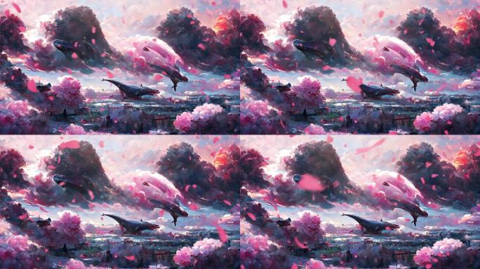 444 花瓣 鲸鱼 鲲 云海 仙境