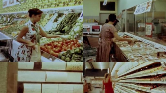 70年代西方美国大型超市商品繁多各种各样