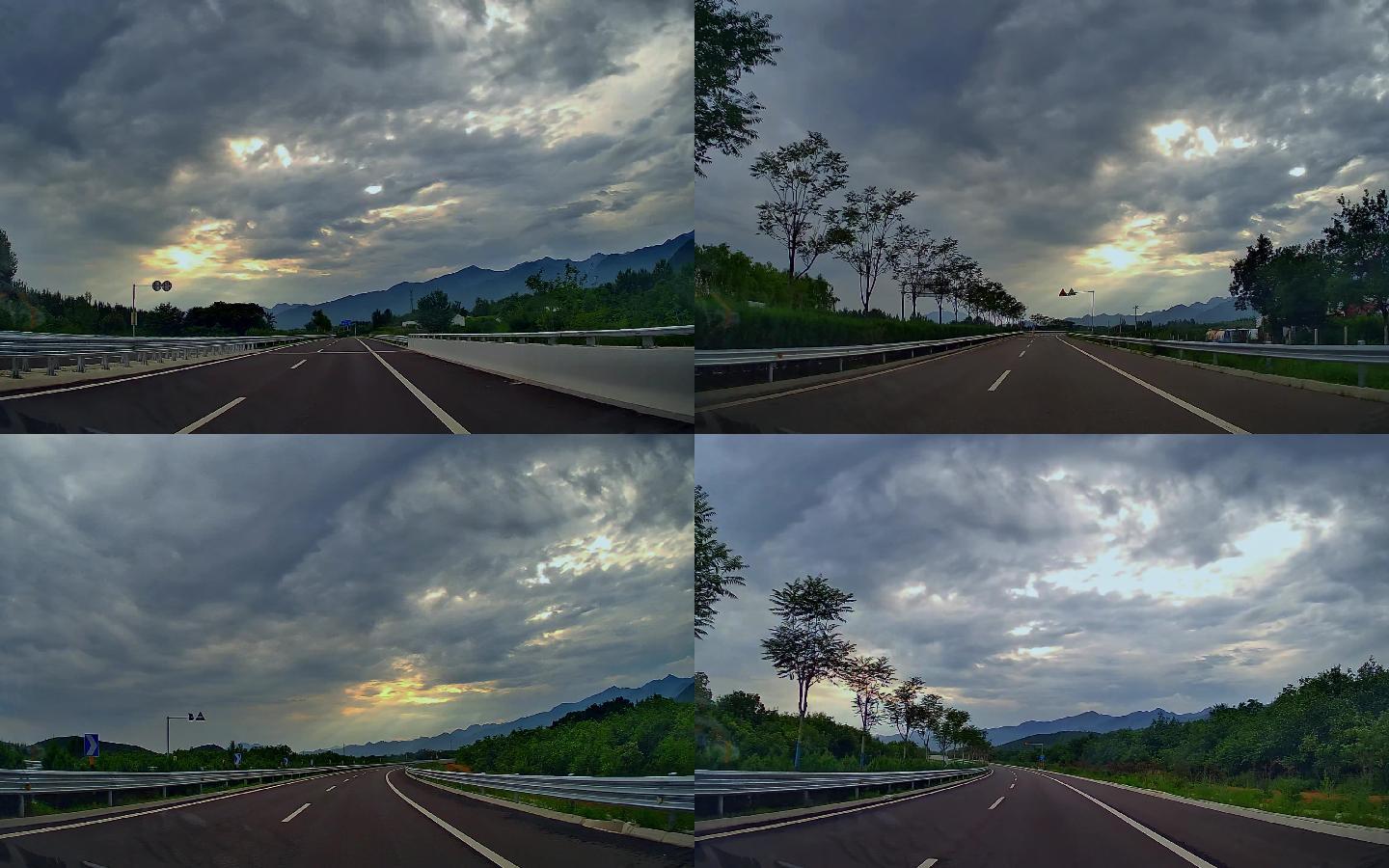 行车素材.密云密关路雨后浓云夕阳