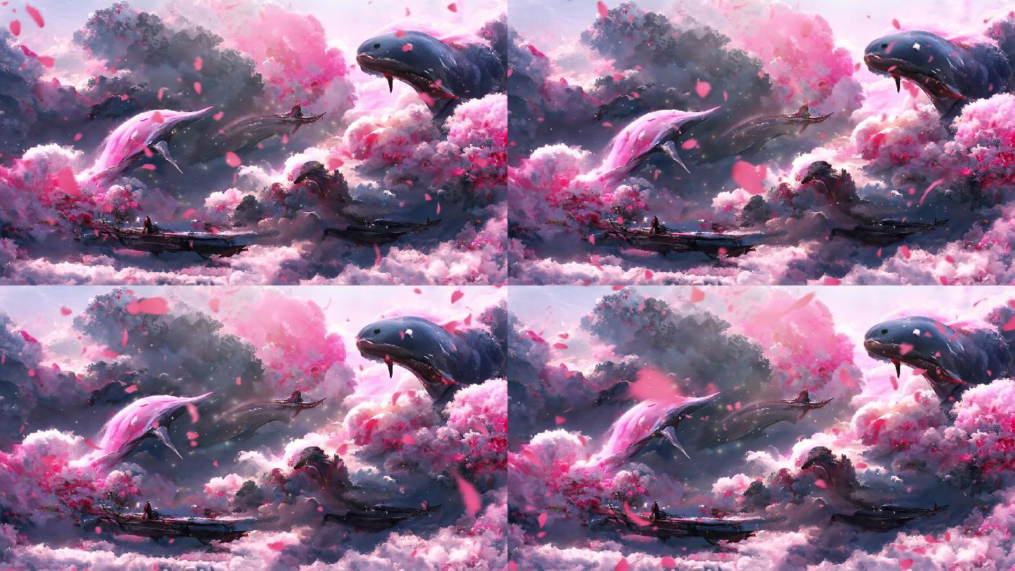 443 花瓣 鲸鱼 鲲 仙境 中国风