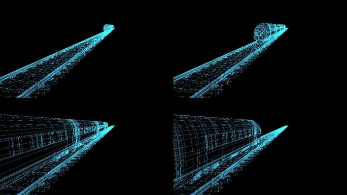 4K蓝色全息科技动车穿过动画素材带通道
