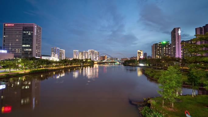 南沙蕉门公园夜景延时