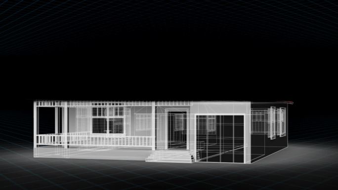 在黑色背景上建造模型房子的蒙太奇