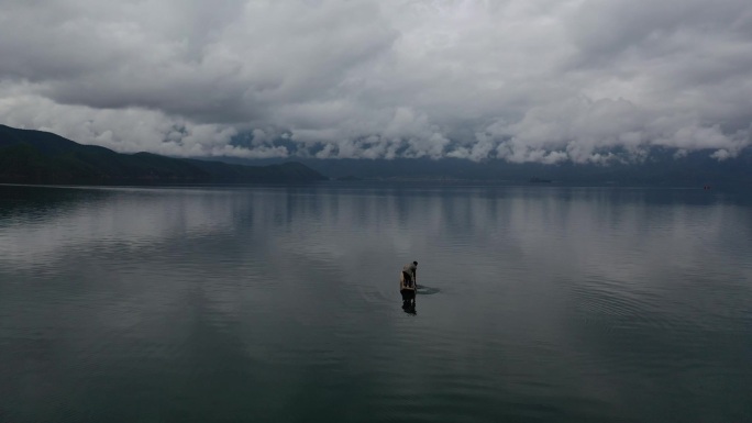 原创 云南丽江宁蒗县泸沽湖自然风光航拍