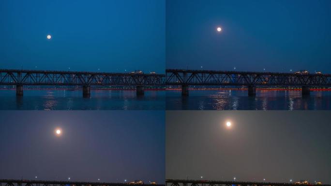 【6K】杭州钱塘江大桥满月升起延时
