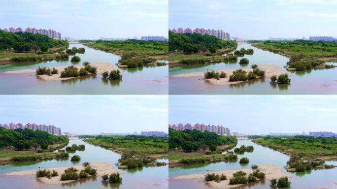 衢州现代城市风光和衢江自然风貌航拍