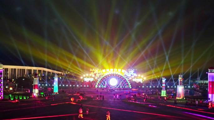 航拍青岛国际啤酒节青岛金沙滩啤酒城