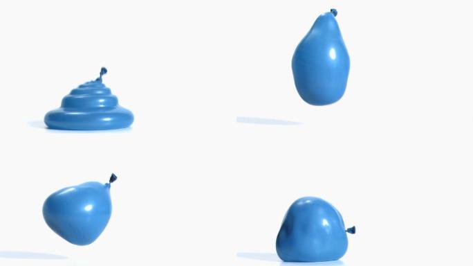 充满水的蓝色气球落下特写