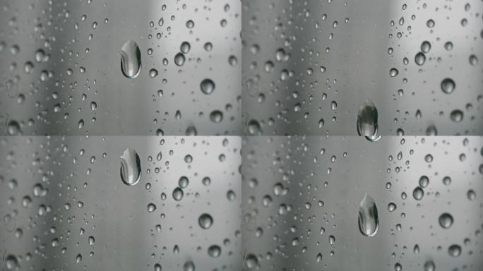4K 玻璃雨滴阴天下雨