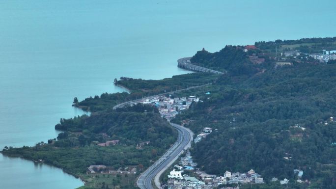 航拍滇池环湖公路