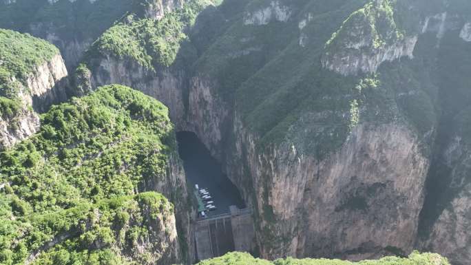 航拍山西长治市太行山大峡谷八泉峡码头