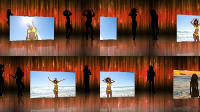 女性舞蹈的剪影和视频动画