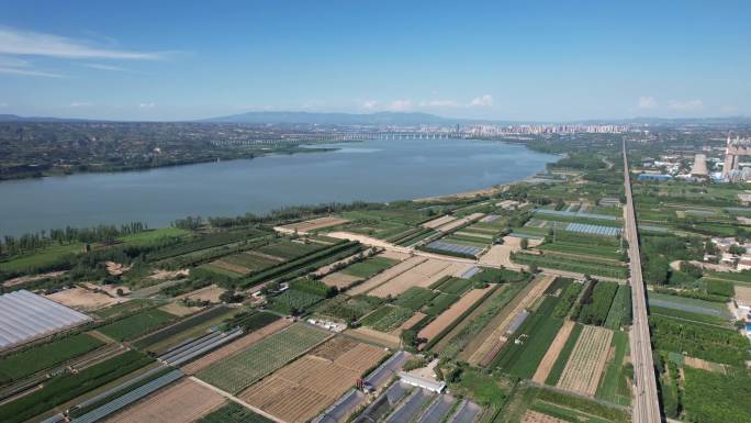 黄河生态廊道景区风光高空航拍c