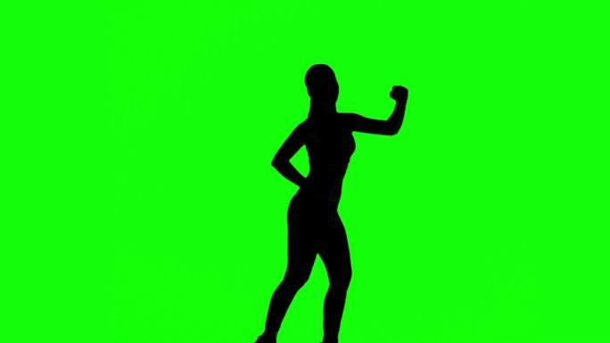 绿色屏幕上女人剪影跳起来特效
