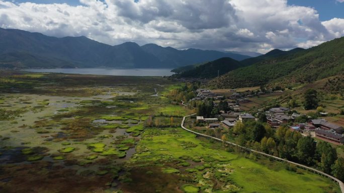 原创 四川凉山州泸沽湖草海自然风光航拍