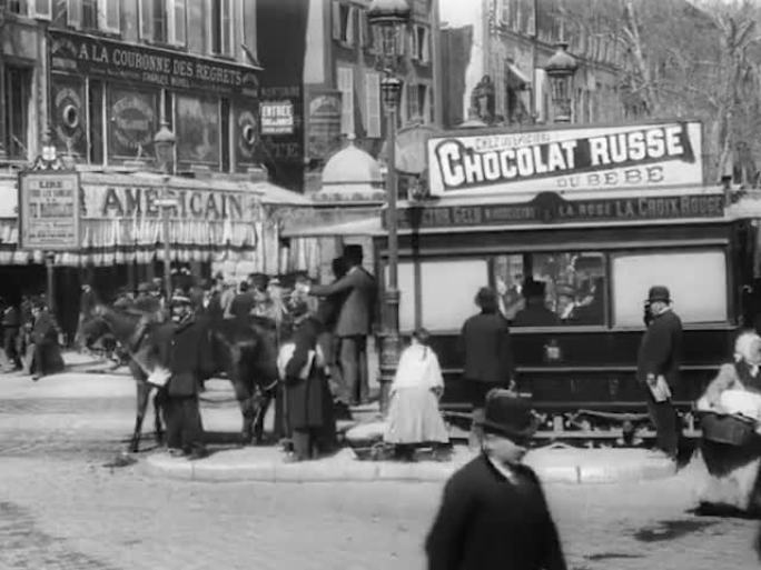 19世纪伦敦街景车流马车行人