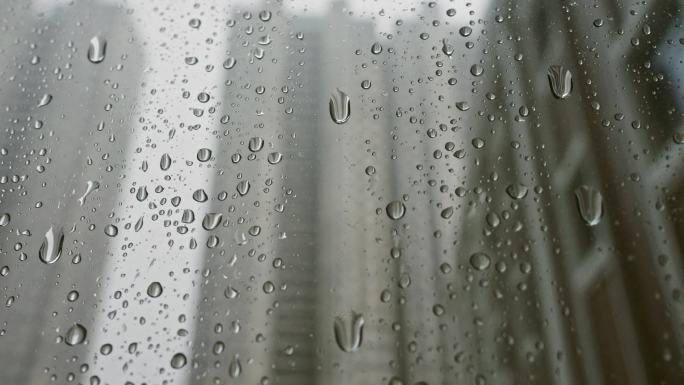4K 下雨天玻璃雨滴