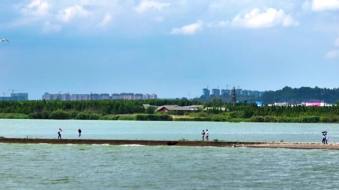 航拍滇池海晏村