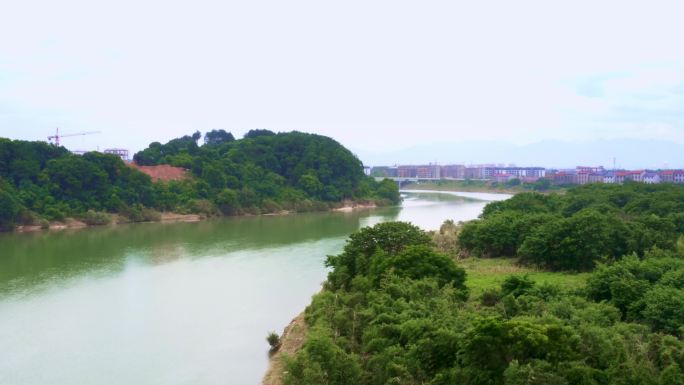 衢江自然风貌和衢州现代城市风光航拍