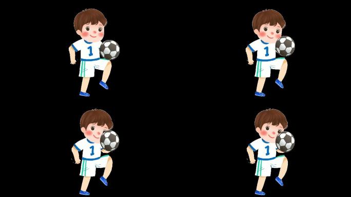 校运会男孩踢足球插画动画