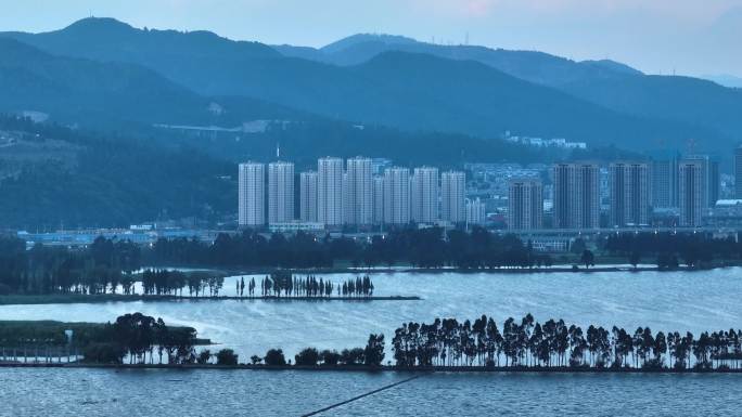 航拍昆明滇池草海