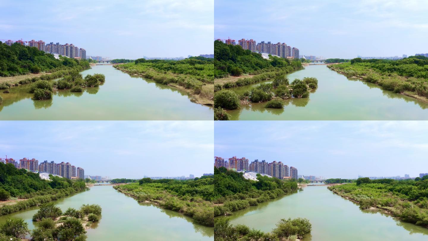 衢州现代城市风光和衢江自然风貌航拍