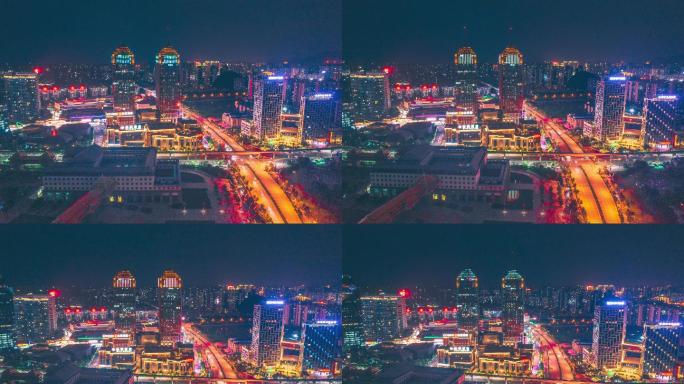 桂林临桂大气风光夜景航拍延时宣传素材