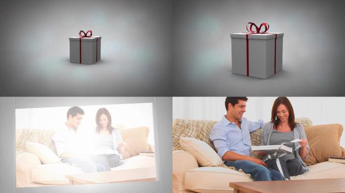 礼物3d插图显示快乐的女人从伴侣得到礼物的视频