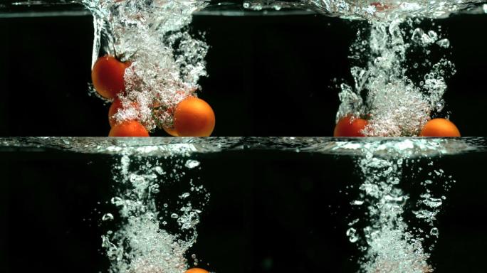 西红柿落入水中特写