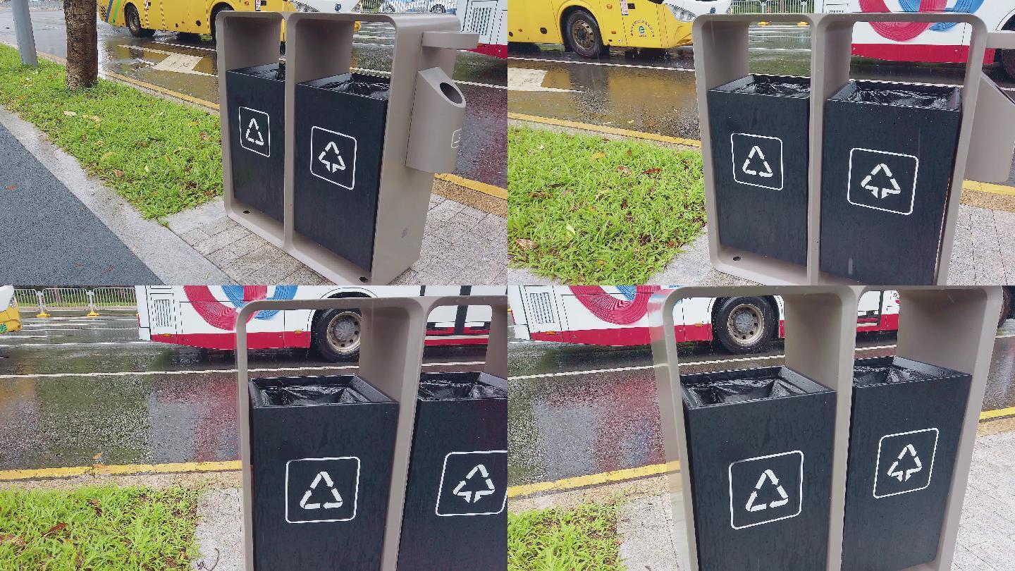 0004_D实拍城市路边垃圾桶分类可回收
