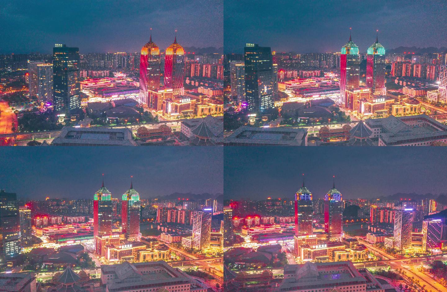 桂林临桂大气风光夜景航拍延时视频宣传素材
