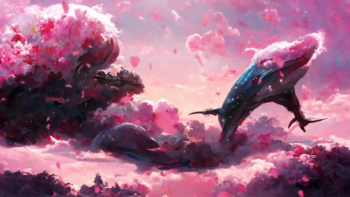 445 花瓣 鲸鱼 鲲 云海 仙境