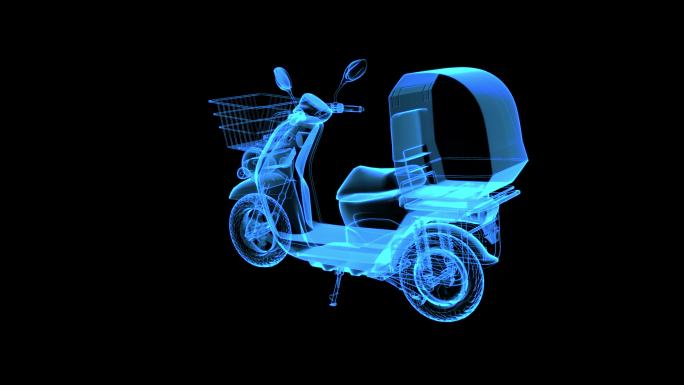 4K蓝色全息科技投影电动车动画素材带通道