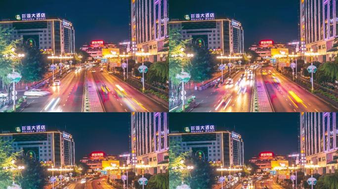 桂林街道车流市中心延时摄影宣传大气