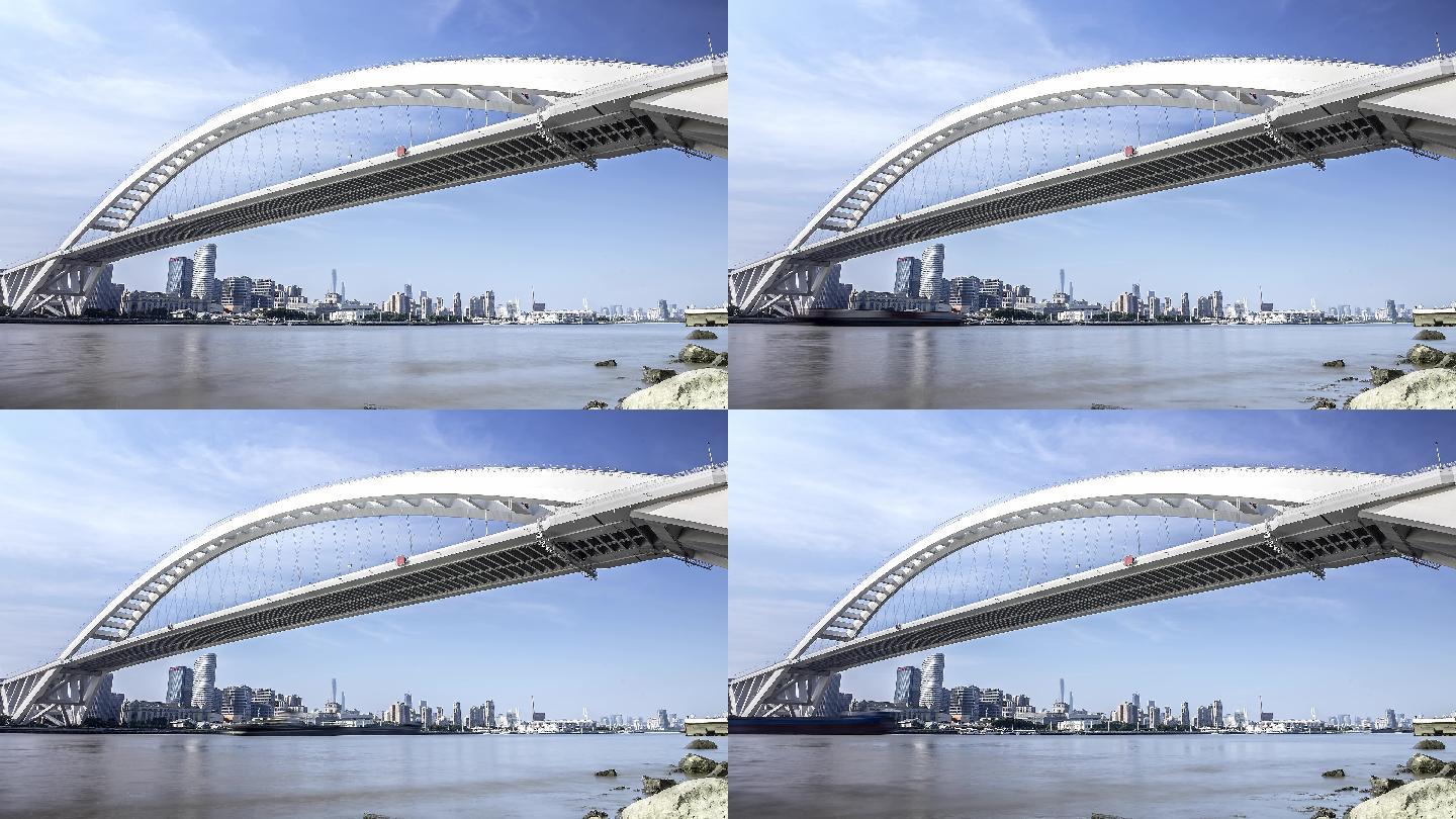 上海黄浦江卢浦大桥延时摄影