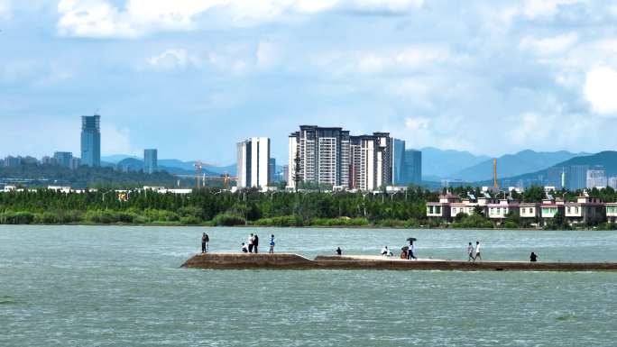 航拍昆明滇池海晏村