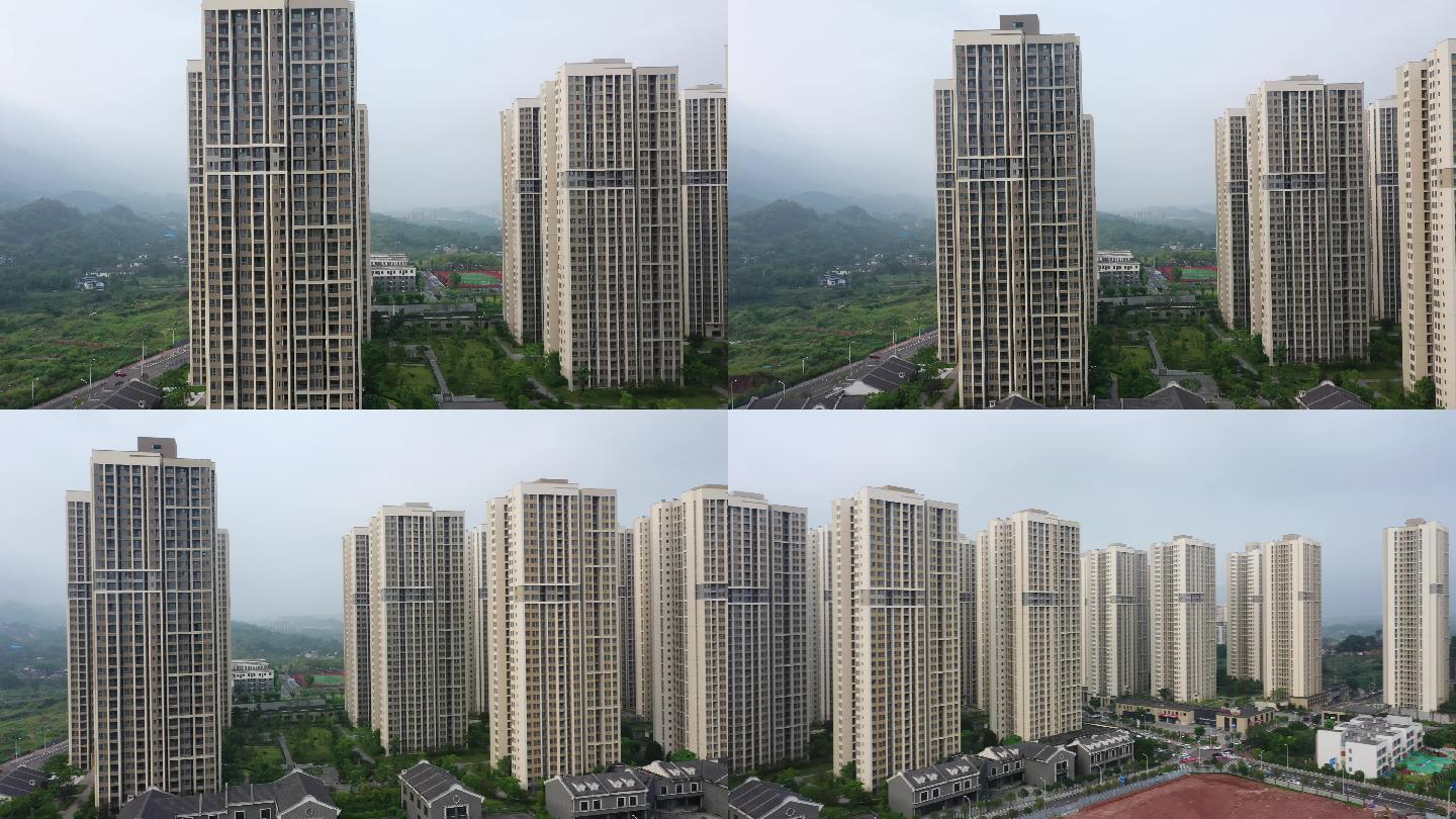 航拍重庆北碚歇马街道公租房缙云新居
