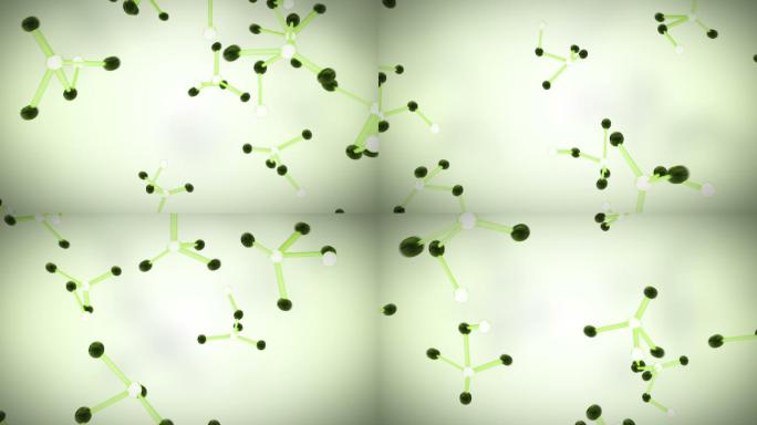 黑色和绿色分子层叠在绿色背景上