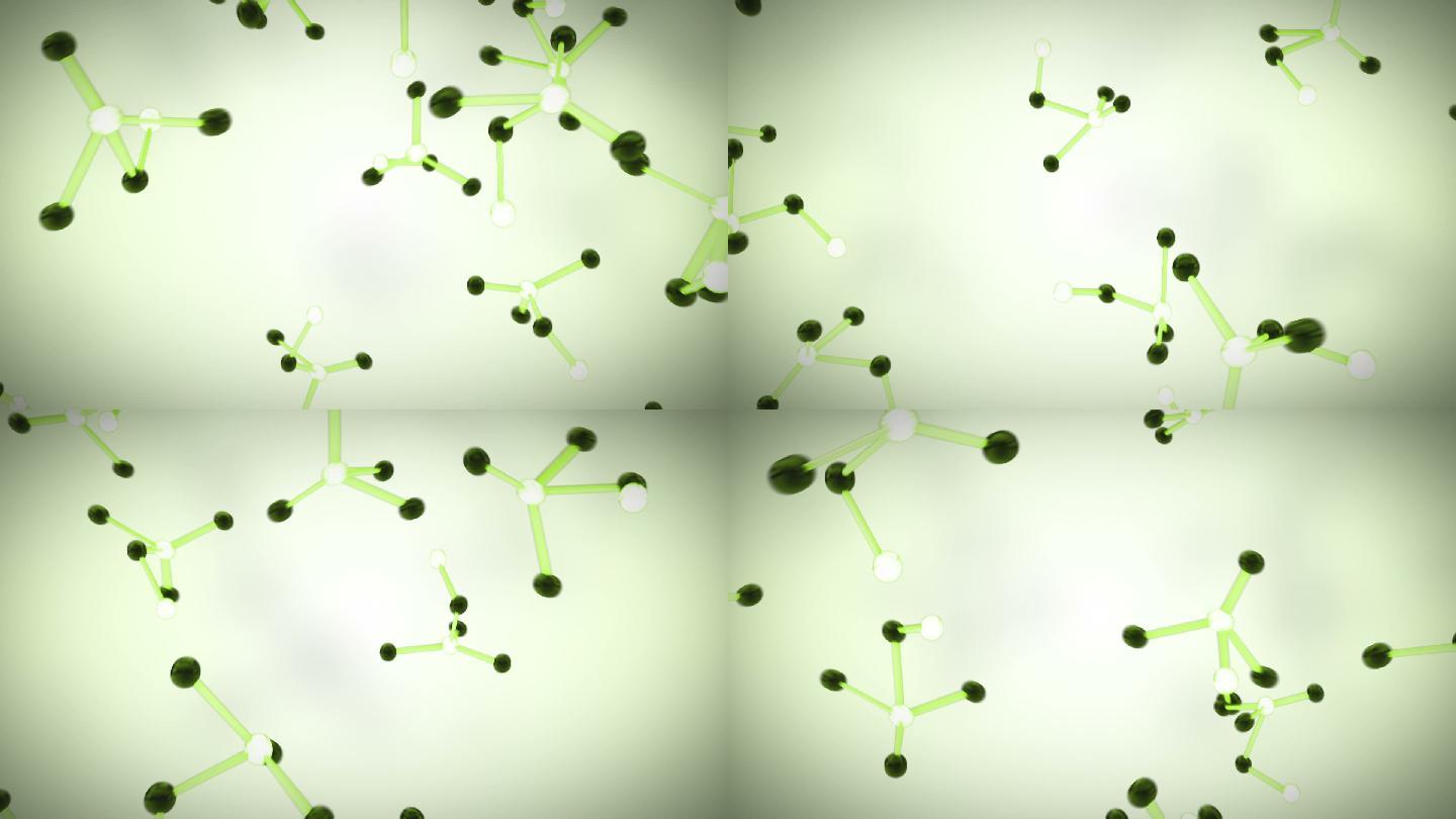 黑色和绿色分子层叠在绿色背景上