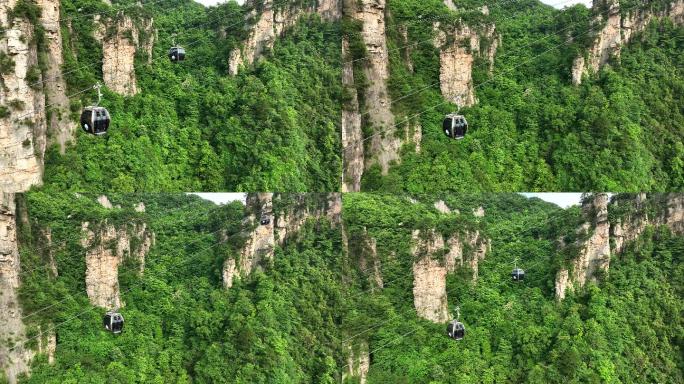 张家界武陵源天子山索道航拍4k