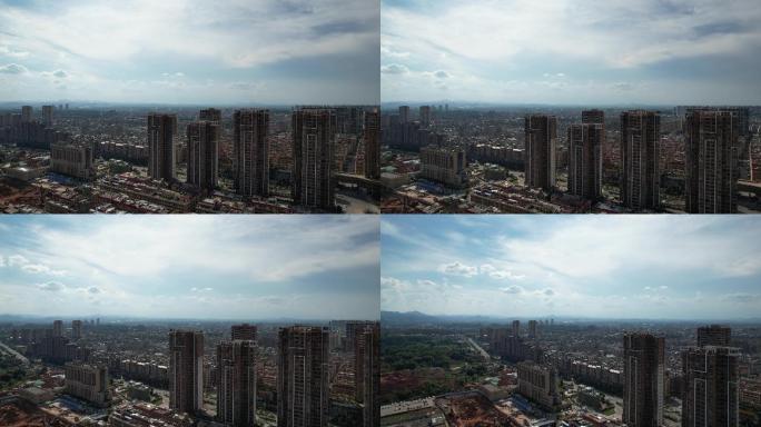 城市高楼风景蓝天白云航拍高清视频素材